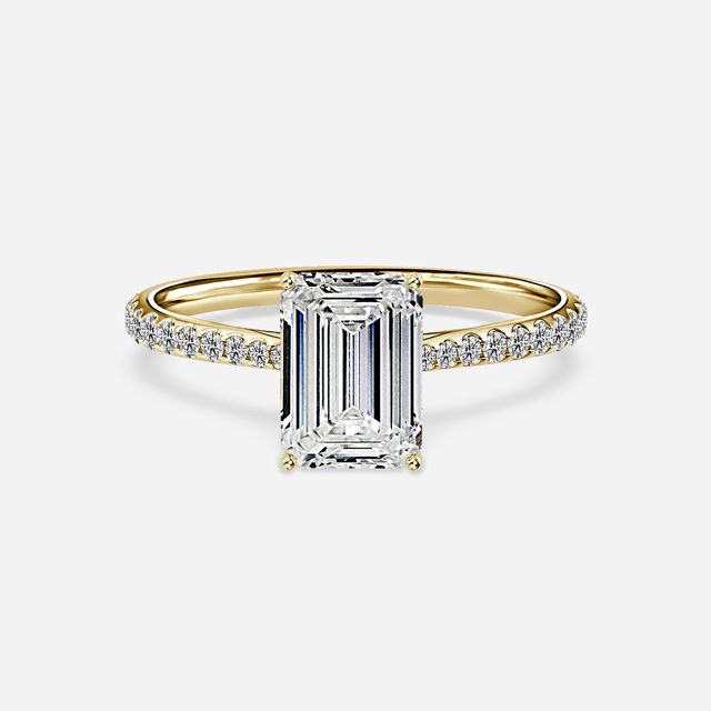 Jessie Yellow Gold Plain Band Bridal Set Engagement Ring