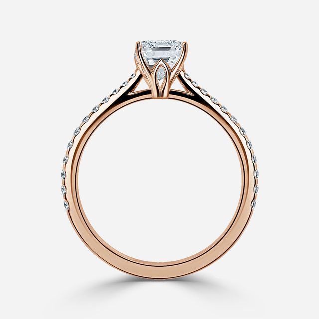 Jessie Rose Gold Plain Band Bridal Set Engagement Ring