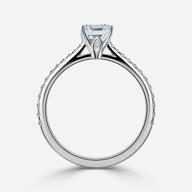 Jessie Platinum Pavé Band Bridal Set Engagement Ring