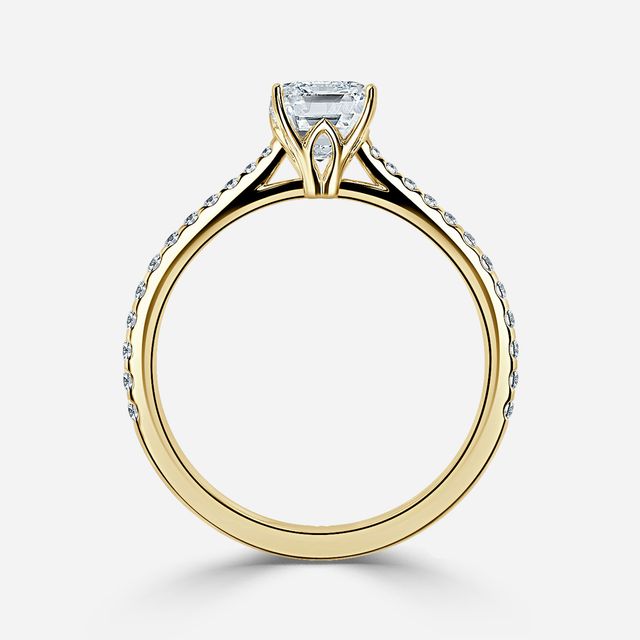 Jessie Yellow Gold Plain Band Bridal Set Engagement Ring