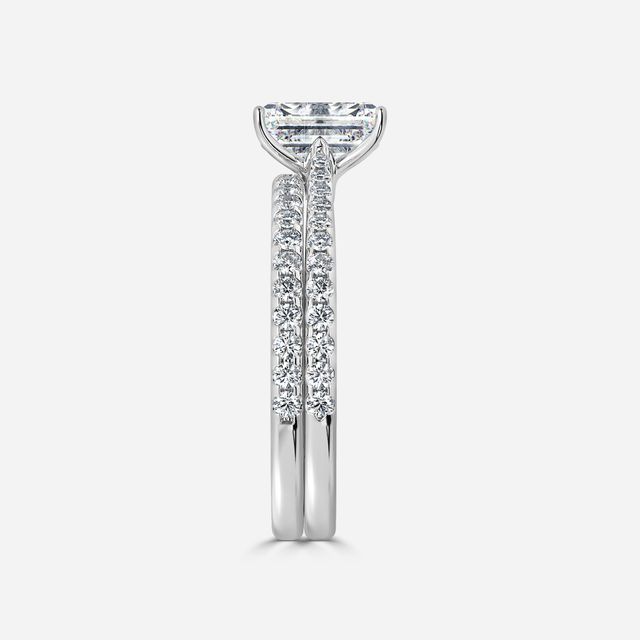 Jessie Platinum Pavé Band Bridal Set Engagement Ring
