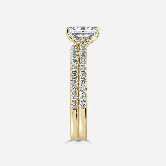 Jessie Yellow Gold Pavé Band Bridal Set Engagement Ring