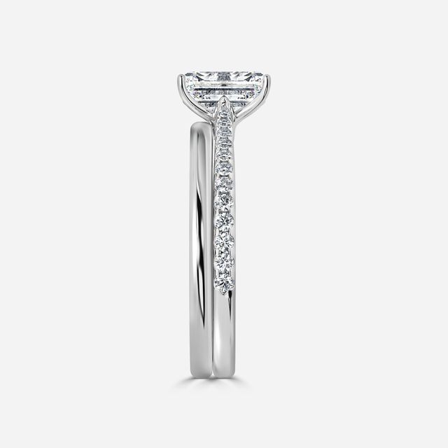 Jessie White Gold Plain Band Bridal Set Engagement Ring