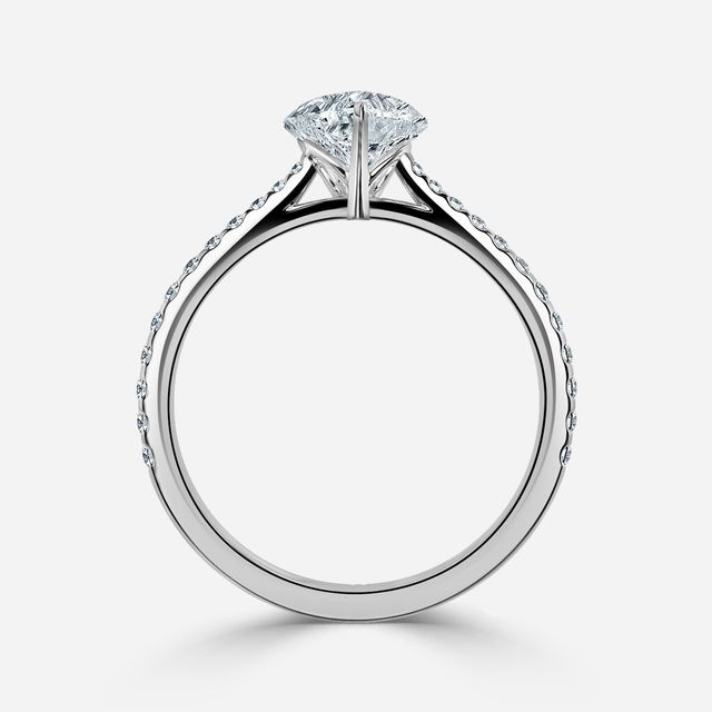 Jessie White Gold Plain Band Bridal Set Engagement Ring