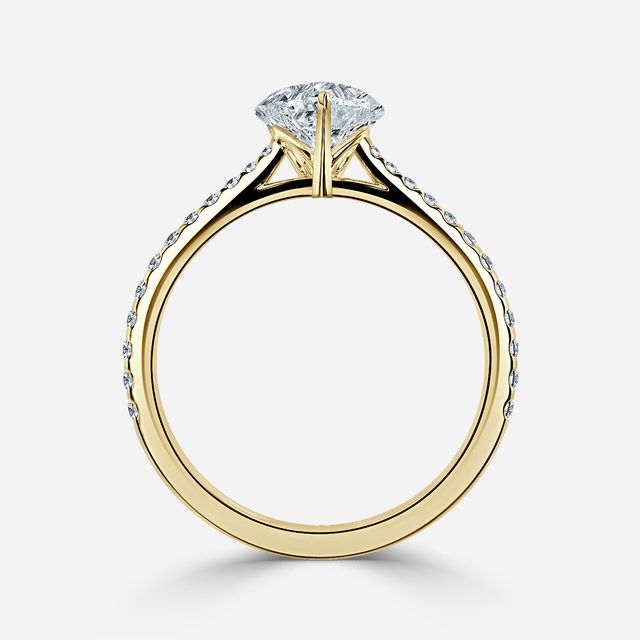 Jessie Yellow Gold Plain Band Bridal Set Engagement Ring