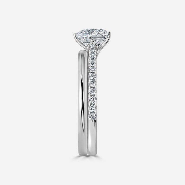 Jessie White Gold Plain Band Bridal Set Engagement Ring