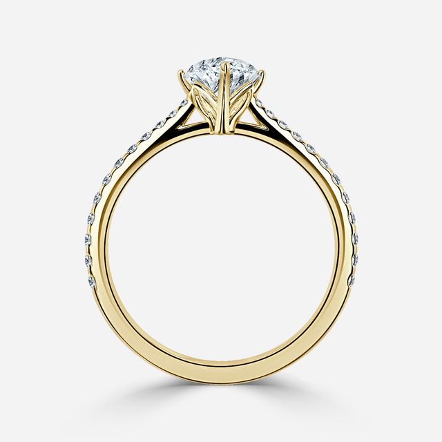 Jessie Yellow Gold Pavé Band Bridal Set Engagement Ring