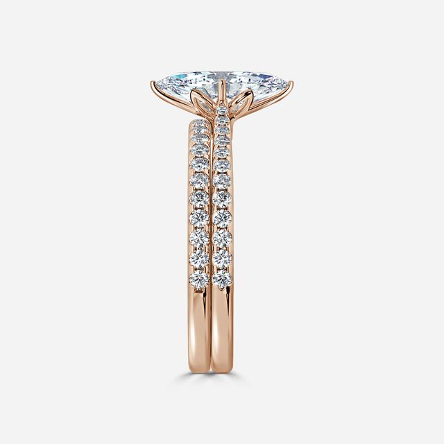 Jessie Rose Gold Pavé Band Bridal Set Engagement Ring
