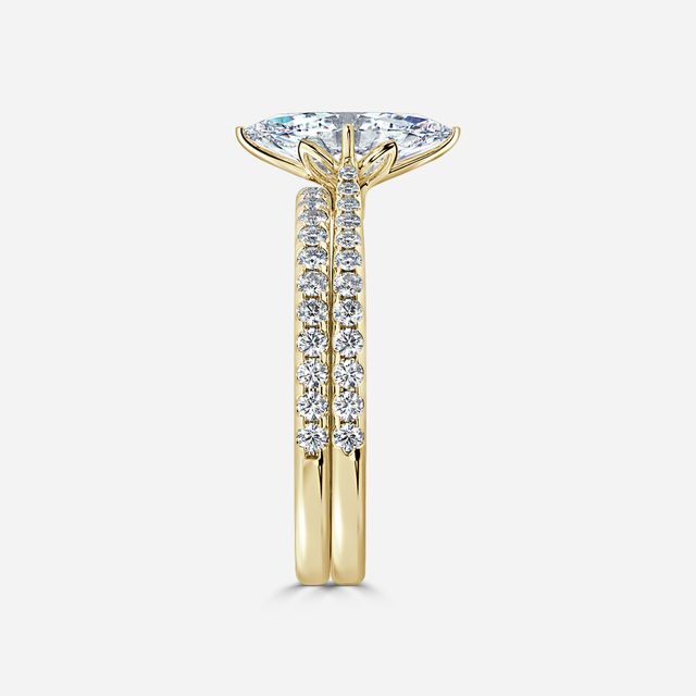Jessie Yellow Gold Pavé Band Bridal Set Engagement Ring
