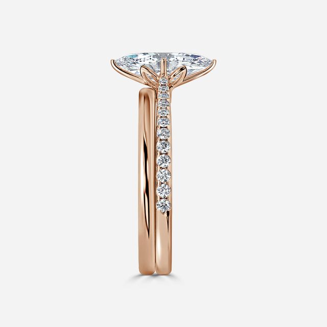 Jessie Rose Gold Plain Band Bridal Set Engagement Ring