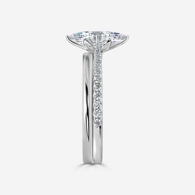 Jessie White Gold Plain Band Bridal Set Engagement Ring