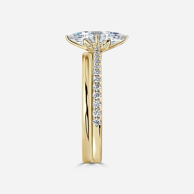Jessie Yellow Gold Plain Band Bridal Set Engagement Ring