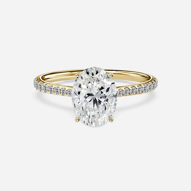 Jessie Yellow Gold Plain Band Bridal Set Engagement Ring