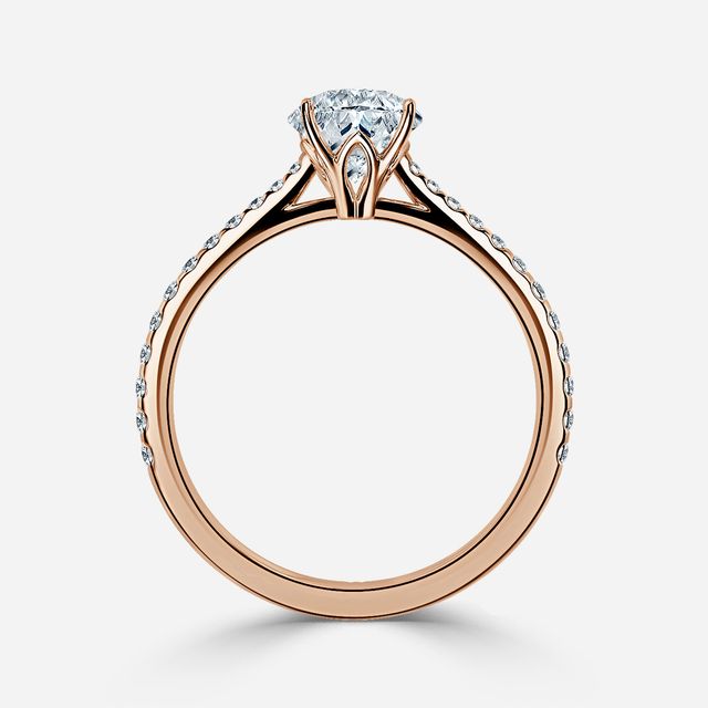 Jessie Rose Gold Plain Band Bridal Set Engagement Ring