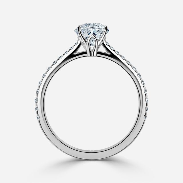 Jessie Platinum Plain Band Bridal Set Engagement Ring