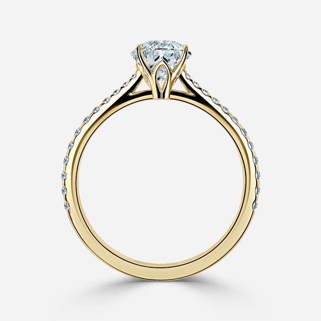 Jessie Yellow Gold Plain Band Bridal Set Engagement Ring