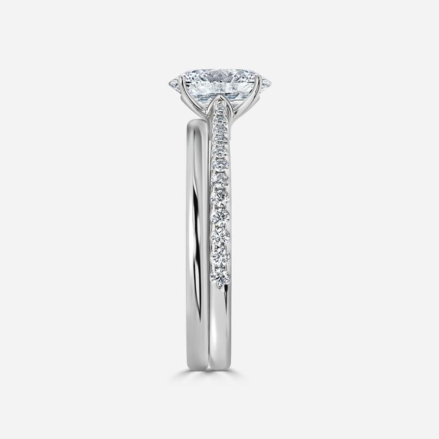 Jessie Platinum Plain Band Bridal Set Engagement Ring