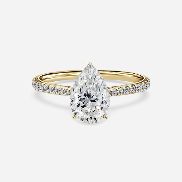 Jessie Yellow Gold Plain Band Bridal Set Engagement Ring