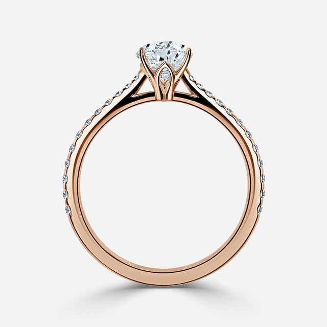 Jessie Rose Gold Plain Band Bridal Set Engagement Ring