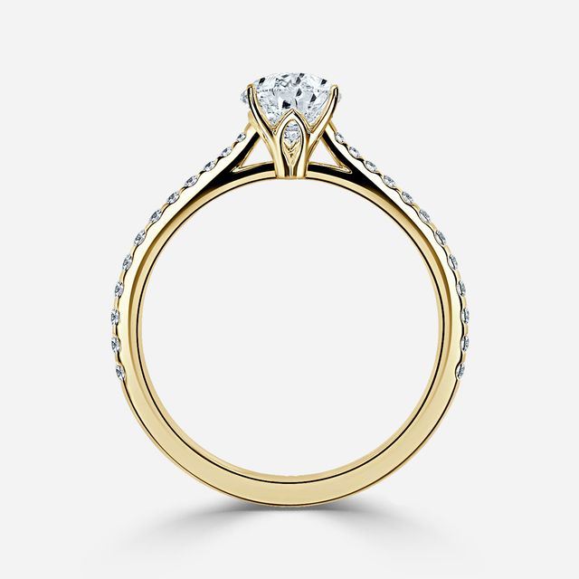 Jessie Yellow Gold Plain Band Bridal Set Engagement Ring