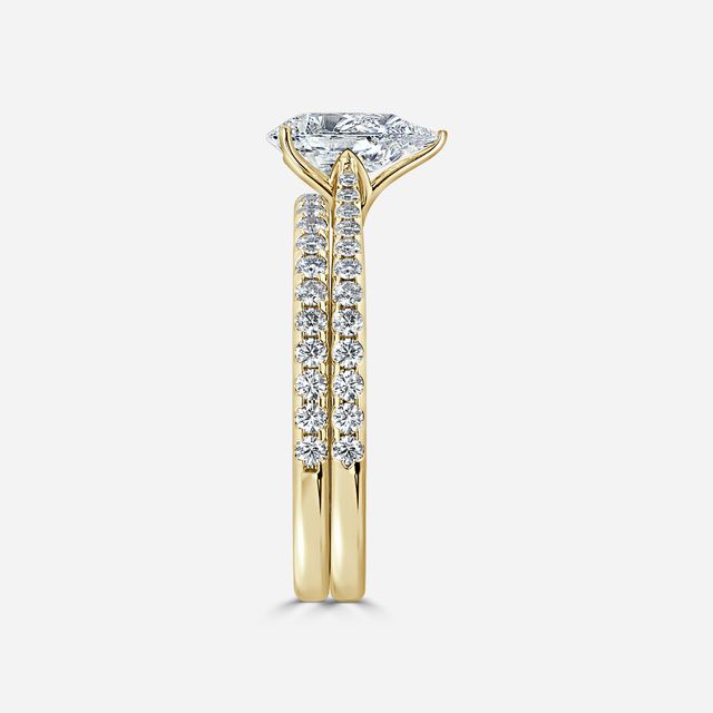 Jessie Yellow Gold Pavé Band Bridal Set Engagement Ring