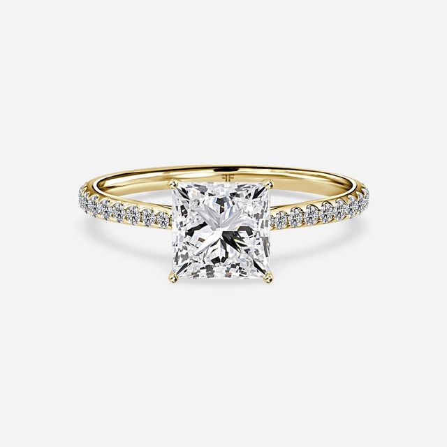 Jessie Yellow Gold Plain Band Bridal Set Engagement Ring