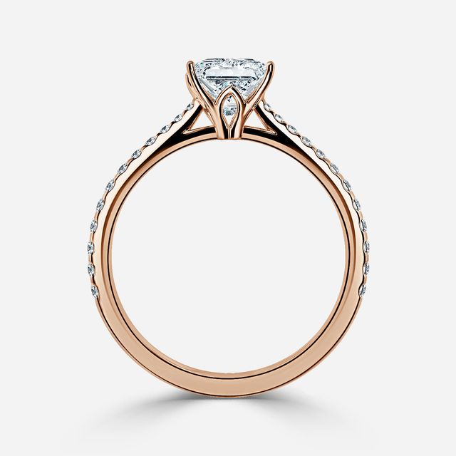 Jessie Rose Gold Plain Band Bridal Set Engagement Ring