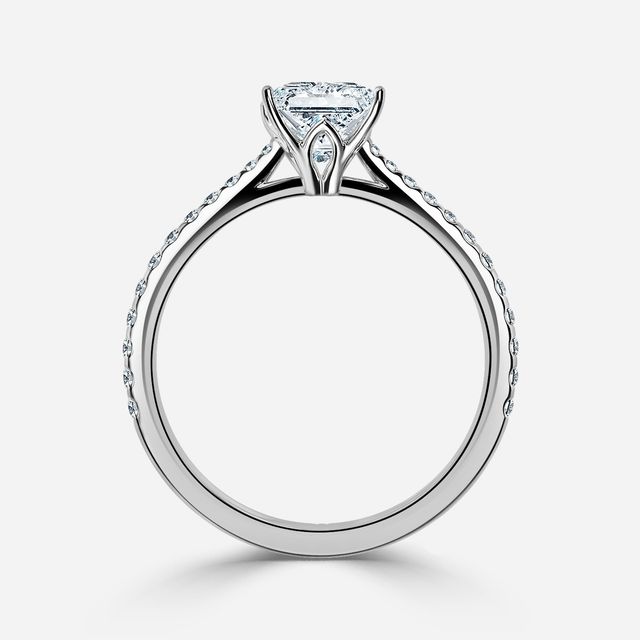 Jessie White Gold Plain Band Bridal Set Engagement Ring