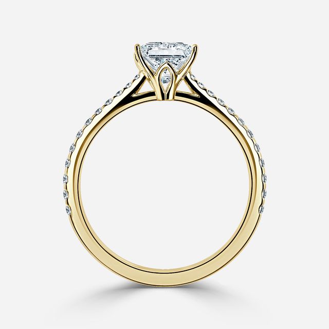 Jessie Yellow Gold Plain Band Bridal Set Engagement Ring