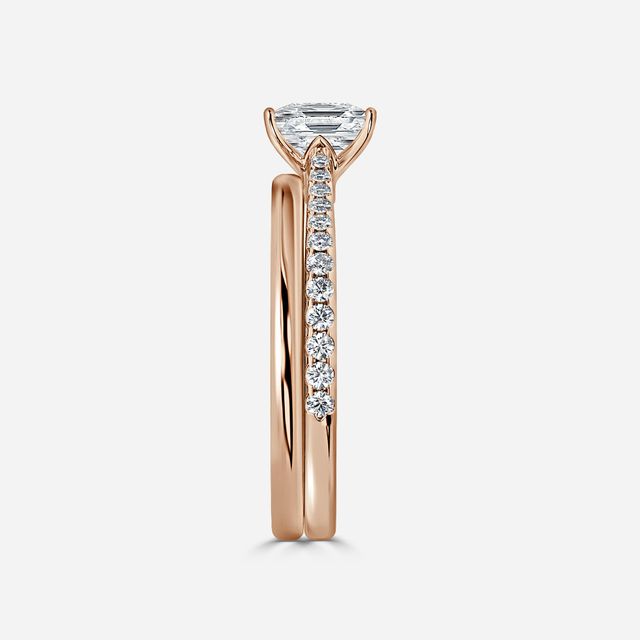 Jessie Rose Gold Plain Band Bridal Set Engagement Ring