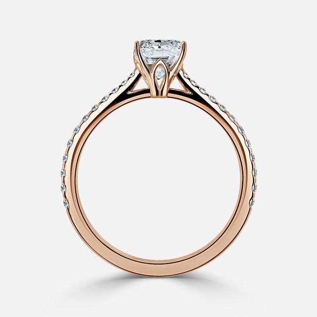 Jessie Rose Gold Plain Band Bridal Set Engagement Ring