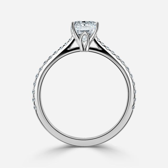 Jessie Platinum Plain Band Bridal Set Engagement Ring