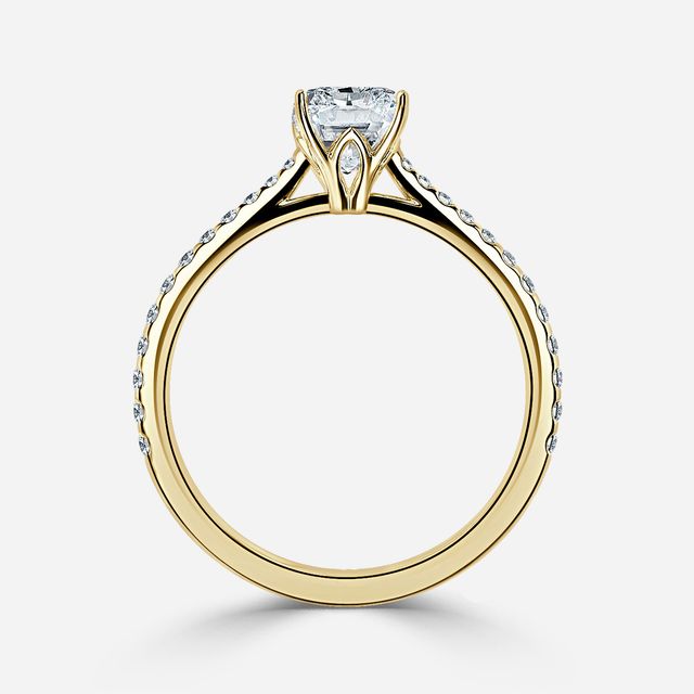 Jessie Yellow Gold Plain Band Bridal Set Engagement Ring