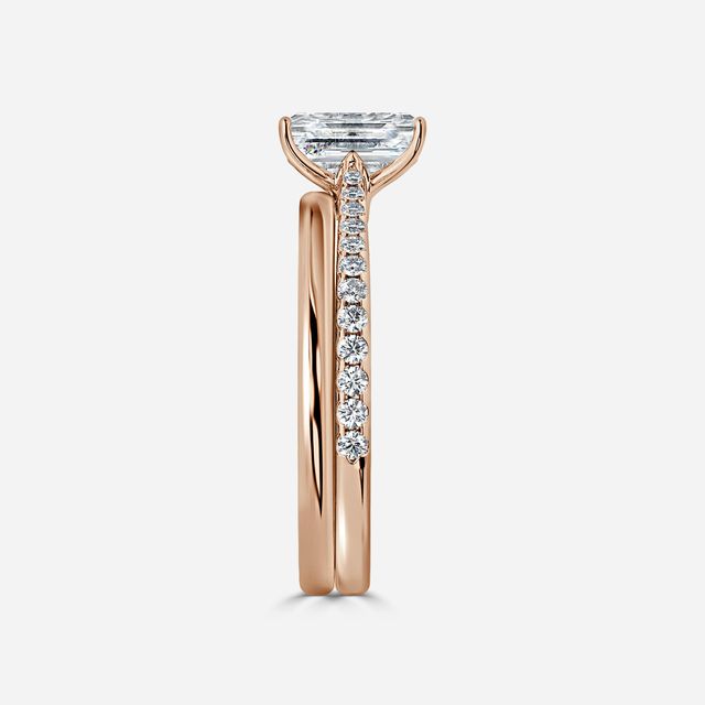 Jessie Rose Gold Plain Band Bridal Set Engagement Ring