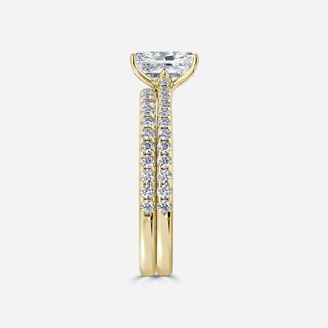 Jessie Yellow Gold Pavé Band Bridal Set Engagement Ring