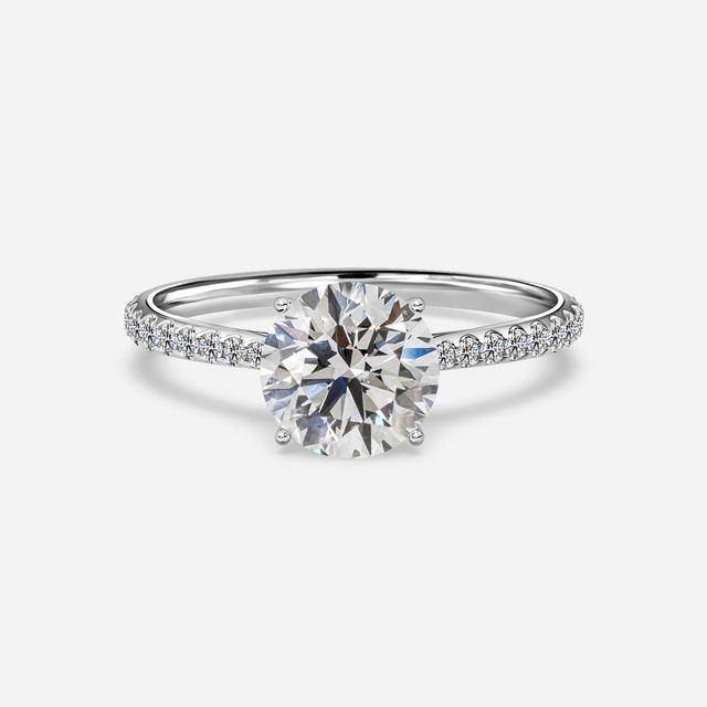 Jessie White Gold Plain Band Bridal Set Engagement Ring