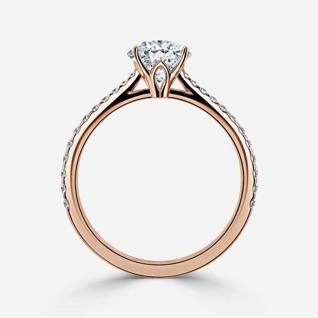 Jessie Rose Gold Plain Band Bridal Set Engagement Ring