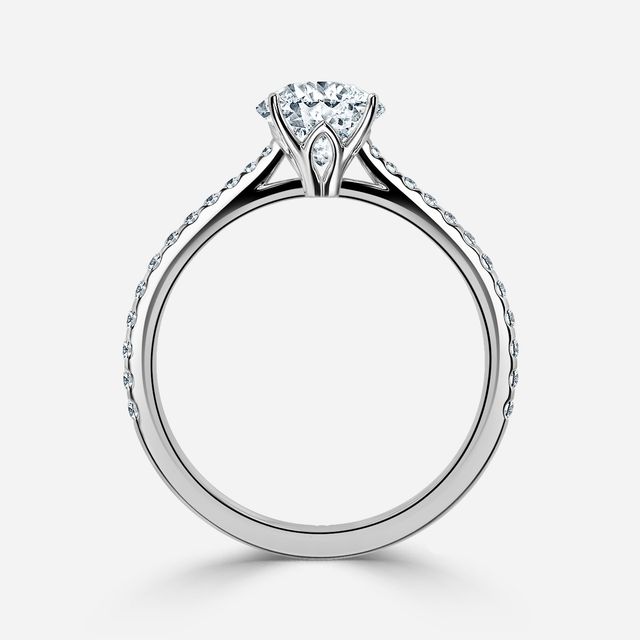 Jessie White Gold Plain Band Bridal Set Engagement Ring