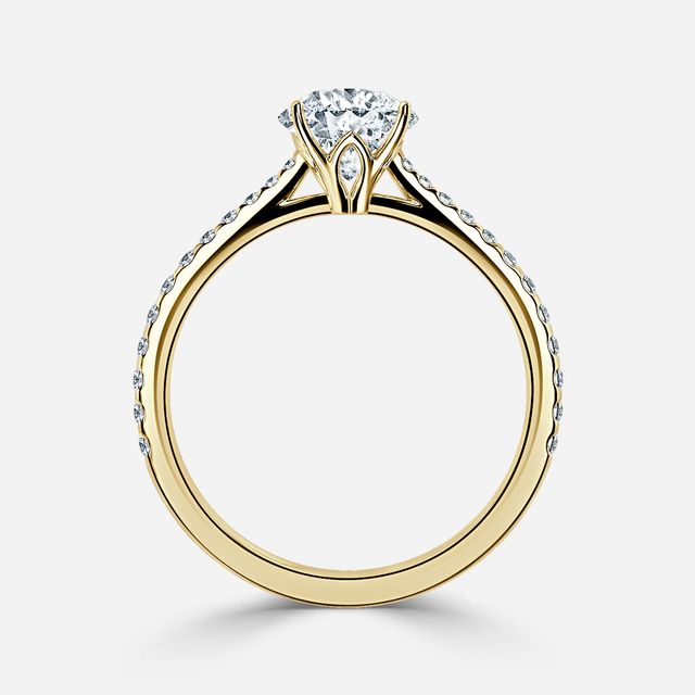 Jessie Yellow Gold Plain Band Bridal Set Engagement Ring