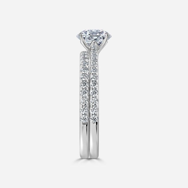 Jessie White Gold Pavé Band Bridal Set Engagement Ring
