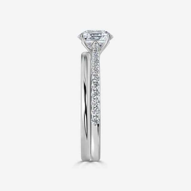 Jessie White Gold Plain Band Bridal Set Engagement Ring