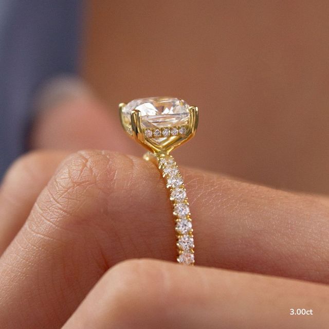 Sadie Petite Yellow Gold Plain Band Bridal Set Engagement Ring