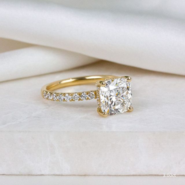 Sadie Petite Yellow Gold Plain Band Bridal Set Engagement Ring