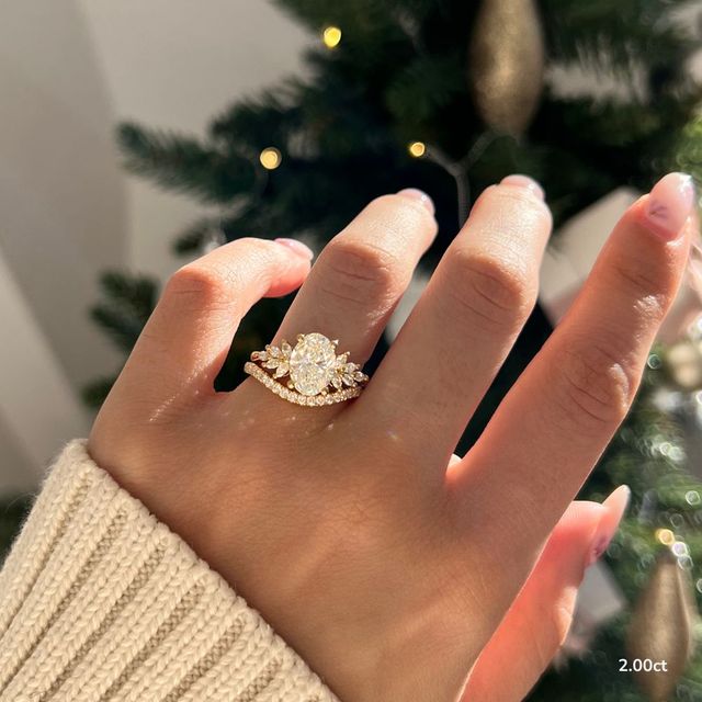 Anastasia Yellow Gold Pavé Band Bridal Set Engagement Ring