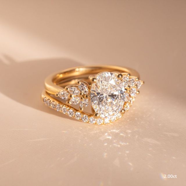 Anastasia Yellow Gold Pavé Band Bridal Set Engagement Ring