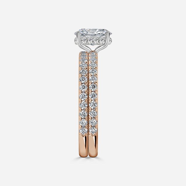 Sadie Two Tone Rose Gold Pavé Band Bridal Set Engagement Ring