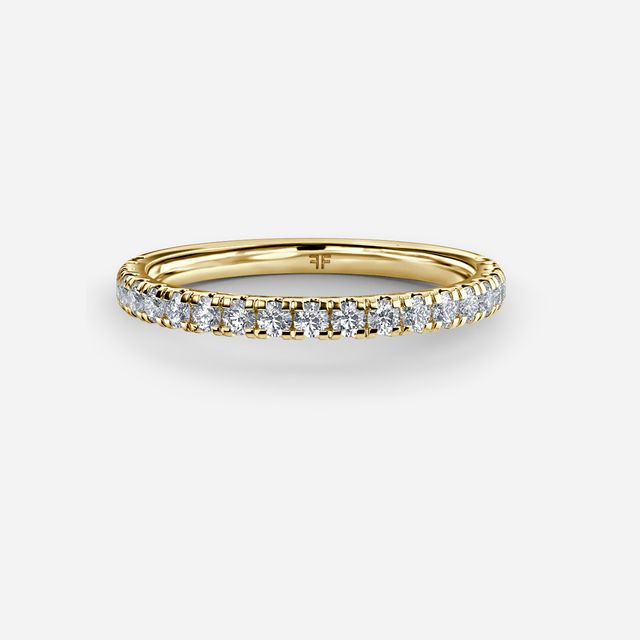 Jessie Solitaire Yellow Gold Pavé Band Bridal Set Engagement Ring