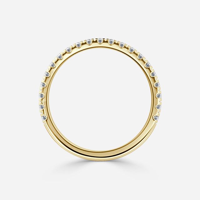 Vivian Solitaire Yellow Gold Pavé Band Bridal Set Engagement Ring
