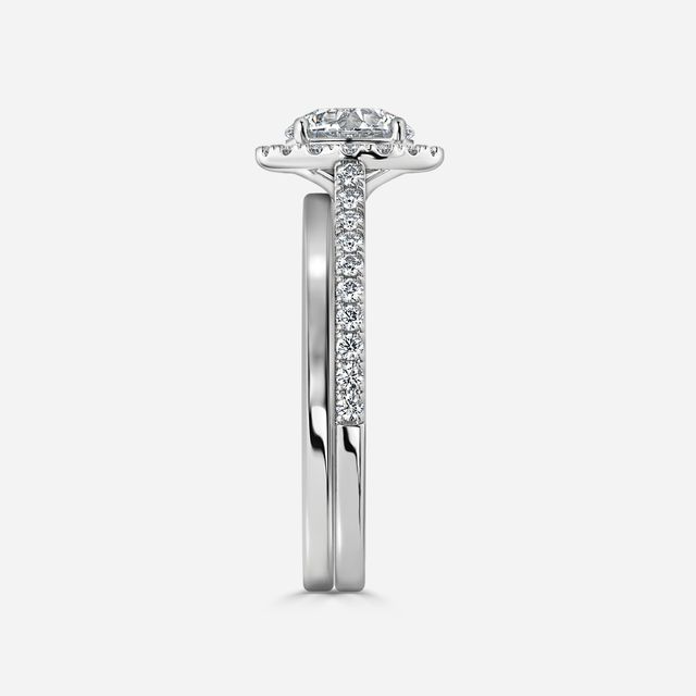 Maya Petite Platinum Plain Band Bridal Set Engagement Ring