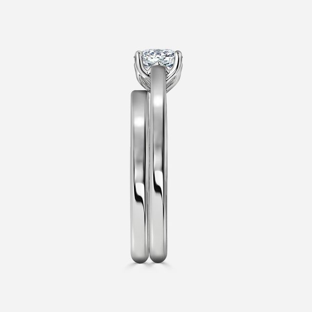 Aerin Solitaire White Gold Plain Band Bridal Set Engagement Ring